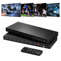 PORTTA 4x4 HDMI Matrix 4K 60Hz mit ARC und IR-Fernbedienung
