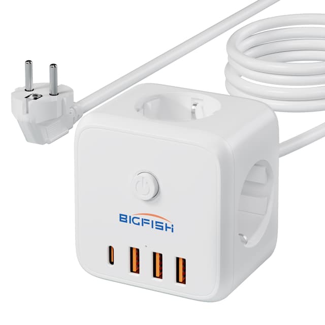 🔌🔋 Bigfish 3 Fach Steckdosenleiste mit USB C & 4 USB 🏠🏢