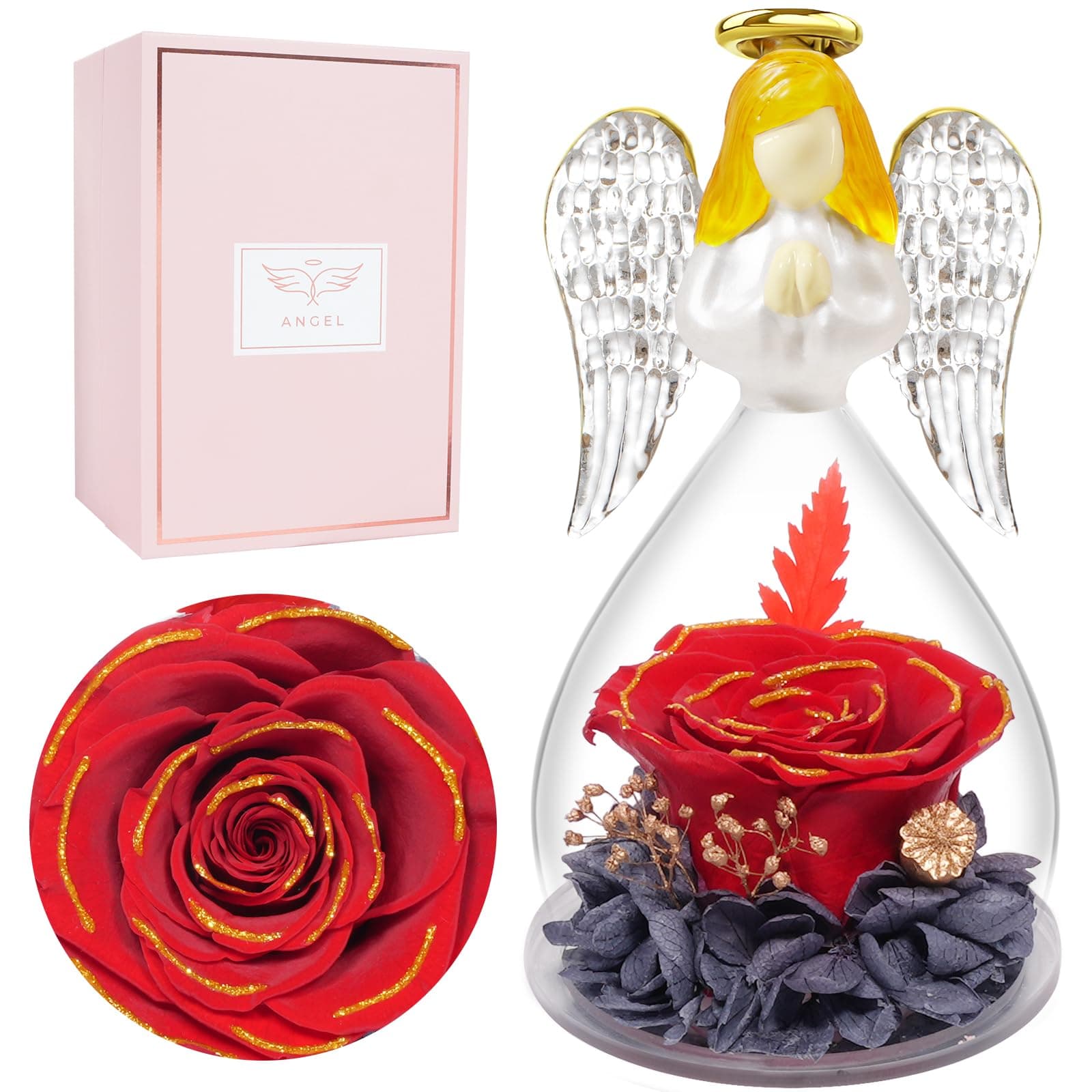 🌹👼 Ewige Rose im Glas & Engel Figur Geschenke für Mama - 19.19€