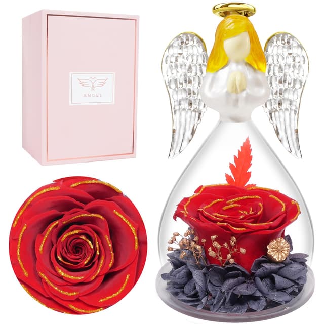 🌹👼 Ewige Rose im Glas & Engel Figur Geschenke für Mama - 19.19€