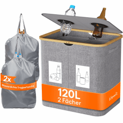 🌿🌍 Lifewit 120L Pfandflaschen Sammelbehälter mit Deckel - Grau 120L