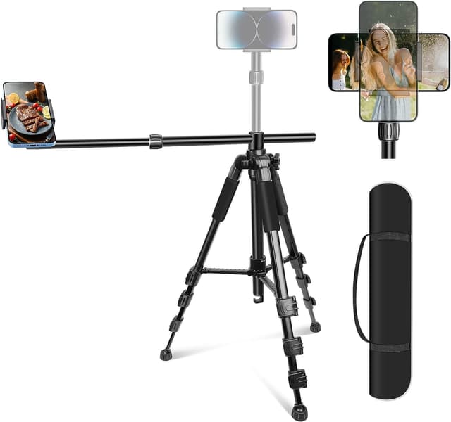 📸 Elitehood Overhead Stativ Handy Flexibel, 180cm Horizontal Tripod iPhone mit 360-Grad-Winkel Verstellbar