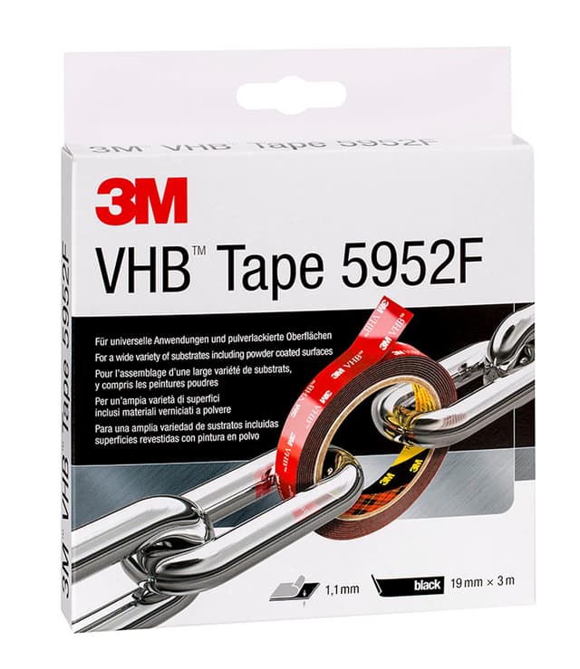3M VHB 5952F Montage Klebeband doppelseitig ⭐ - starke und dauerhafte Verbindung von Metallen, pulverbeschichteten Lacken, Glas, versiegeltem Holz, ABS