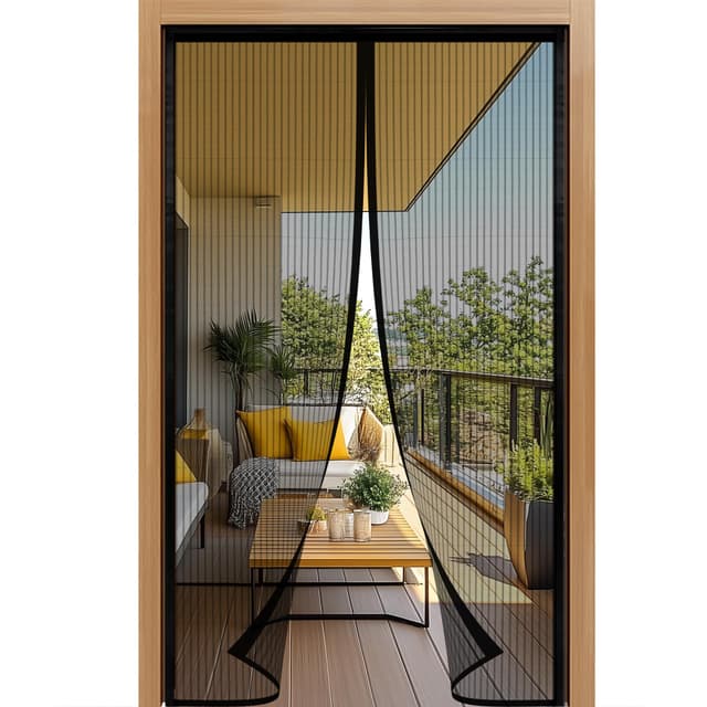 Luyanxy Fliegengitter Balkontür 80x210cm 🦟 | Magnet-Insektenschutz, Ohne Bohren, Einfache Klebemontage 🚪 | Ideal für Balkontüren, Terrassentüren und Haustüren (Schwarz) 80x210cm Schwarz