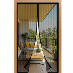 Luyanxy Fliegengitter Balkontür 80x210cm 🦟 | Magnet-Insektenschutz, Ohne Bohren, Einfache Klebemontage 🚪 | Ideal für Balkontüren, Terrassentüren und Haustüren (Schwarz) 80x210cm Schwarz