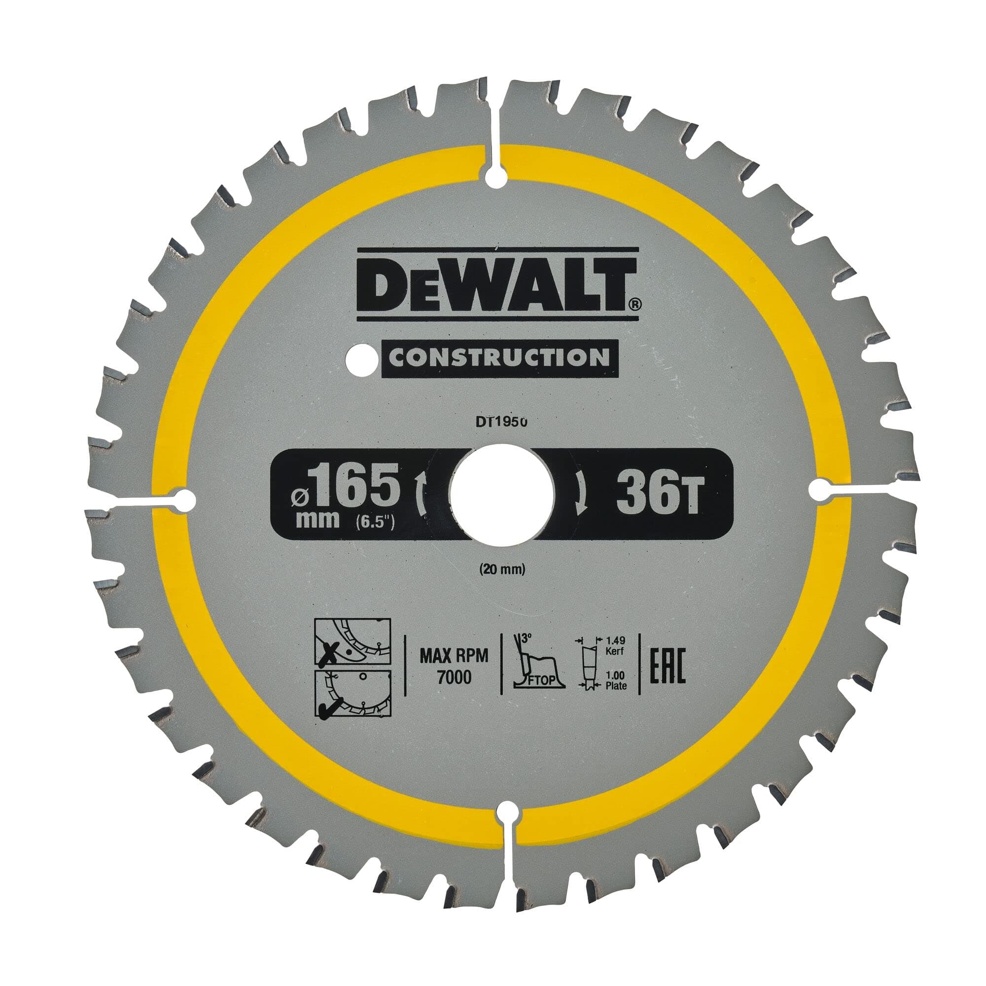 Dewalt Bau-Kreissägeblatt Construction für Akku-Handkreissäge DT1950 🛠️