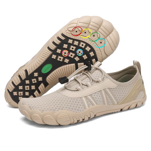 SAGUARO Badeschuhe Damen Herren Wasserschuhe 🌊 Schwimmschuhe Schnelltrocknende Aquaschuhe Gr.36-48 Helles Khaki 41 EU