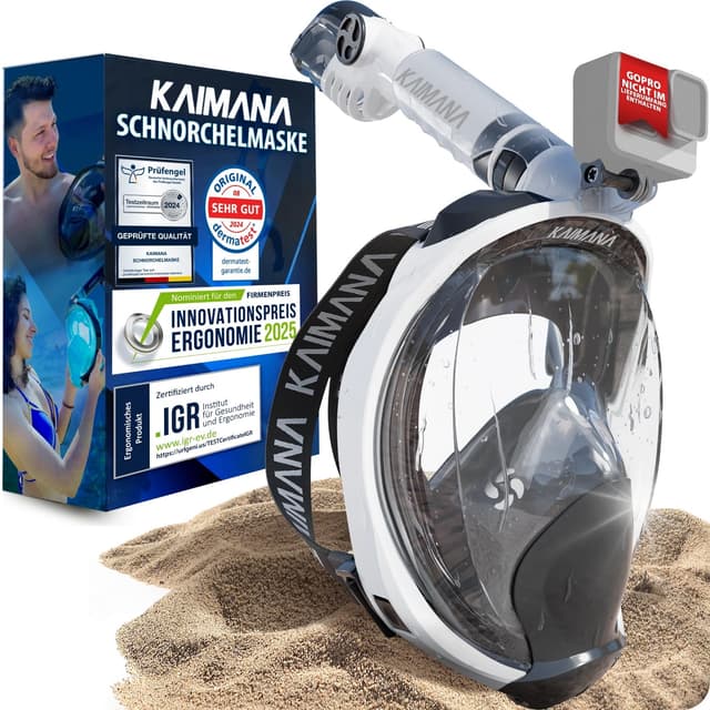 🌊🤿 Die Preisgekrönte KAIMANA® Schnorchelmaske für Erwachsene & Kinder - CO2 sicher 🌊🤿