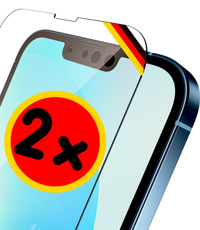 XeloTech Premium-Schutzglas für iPhone 13 MINI - 2 Stück Transparent + Easy App Schablone