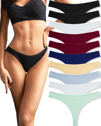 FINETOO 10er Pack Strings Set Tangas Damen Baumwolle Unterhosen 😍 Sexy Unterwäsche für Frau Lingerie Sexy for Women Dessous Thong Mehrpack S-XL… M A-10er
