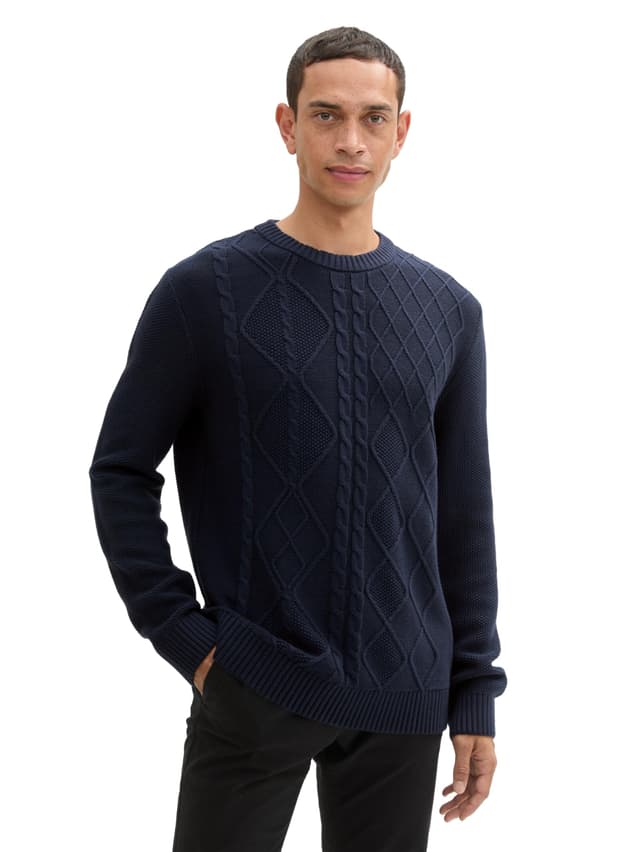 TOM TAILOR Herren Basic Pullover mit Struktur XL 10668 - Sky Captain Blue 🧥❄️