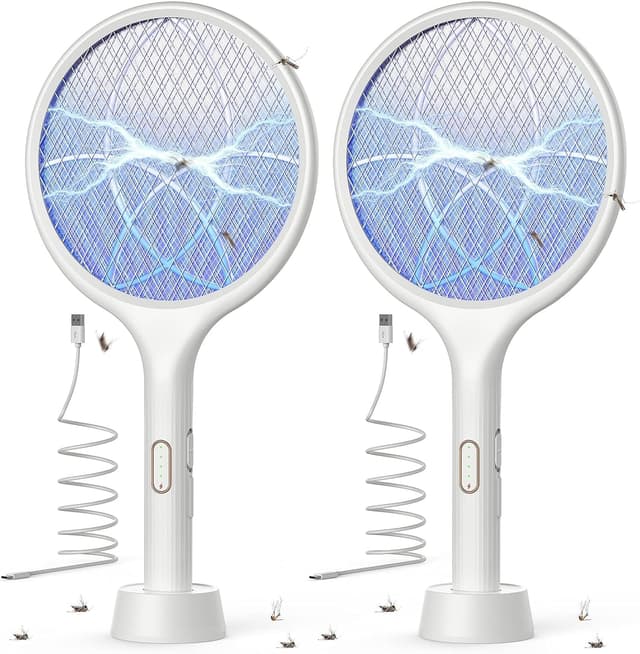 🦟🔋 YISSVIC Elektrische Fliegenklatsche 2 STK. 4000V 2 in 1 Typ-C 🦟🔋