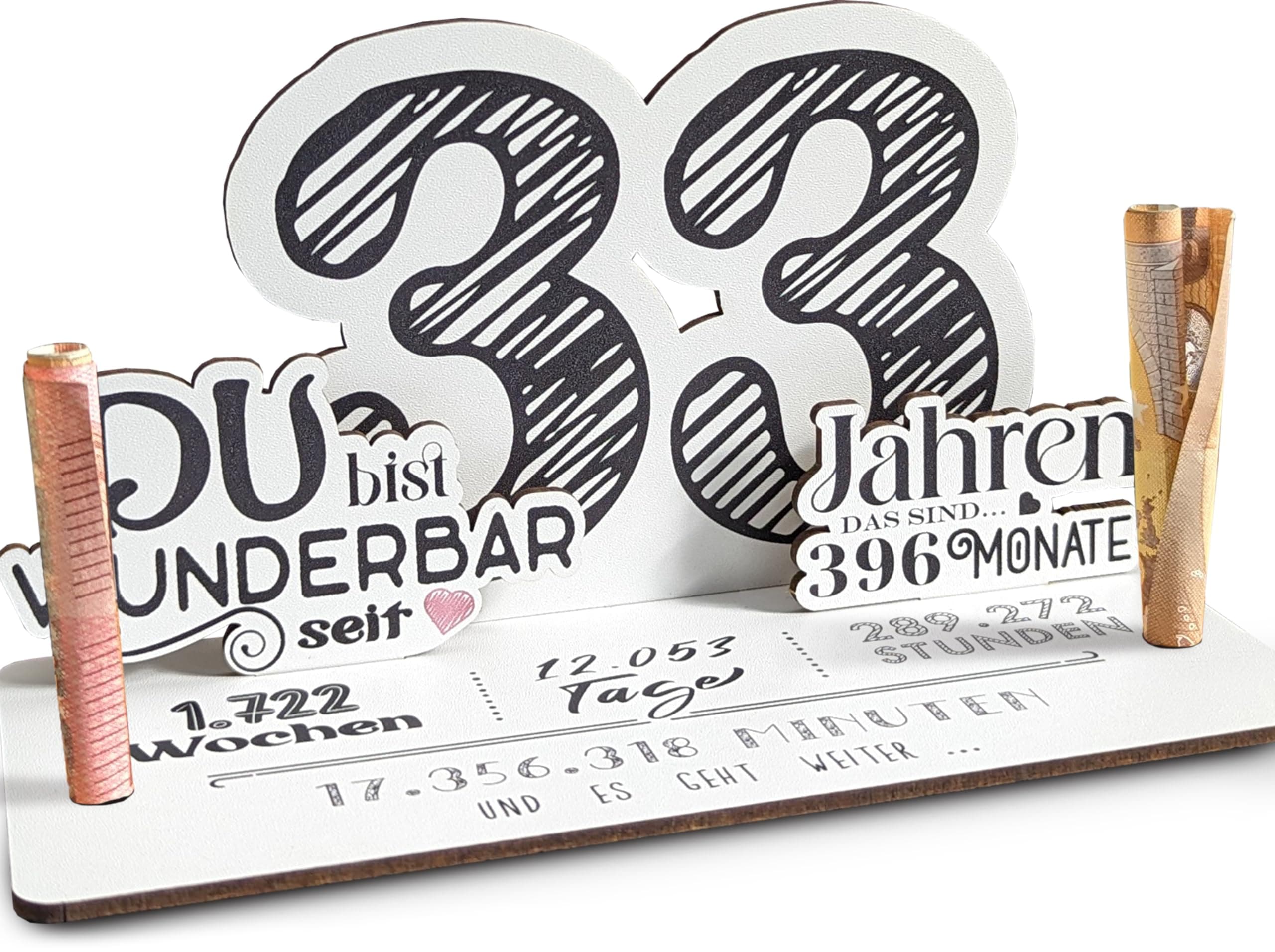 33 Geburtstag - 33 Jahre 3D-Holzkarte 🎉 | Geldgeschenke
