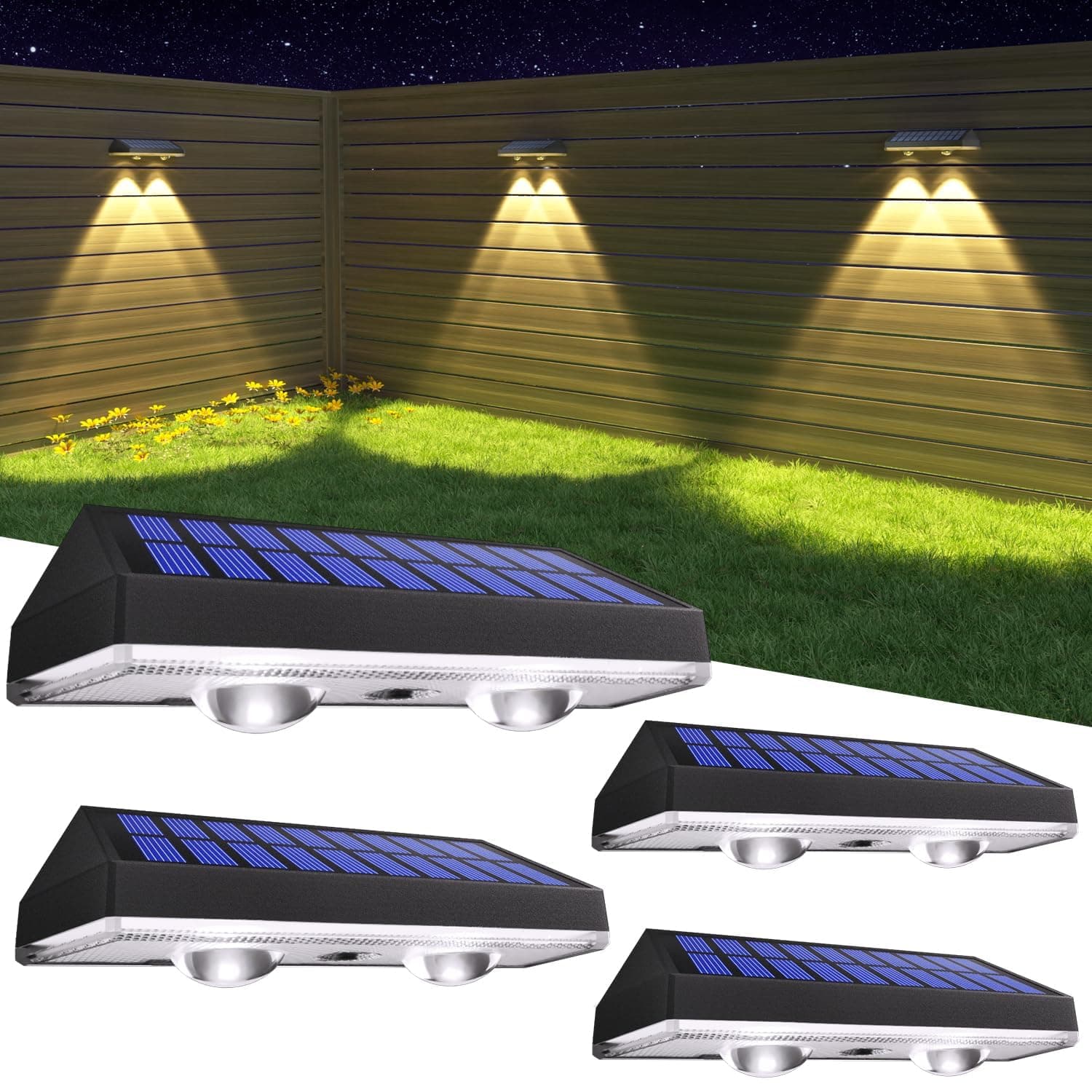 🌞🌿 HAMLITE Solarlampen für Außen Garten - 4 Stücke 3000/4000/6000k 4Pack 🌿🌞