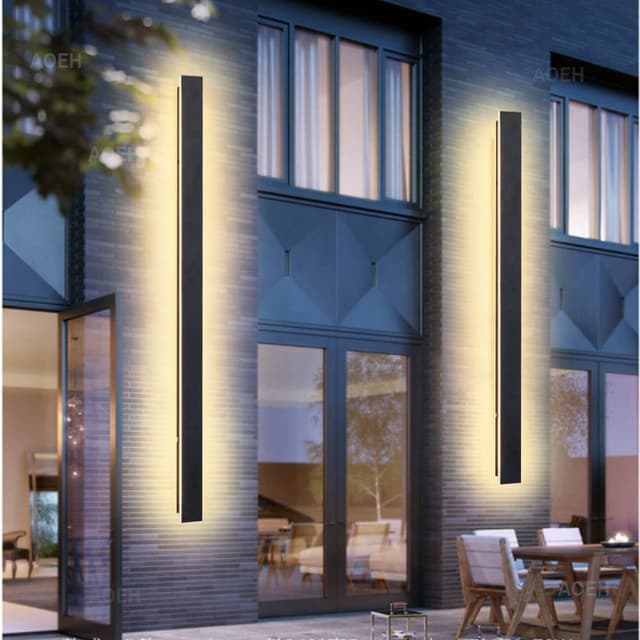 Lange Wandleuchte Villa Schwarze Wasserdicht IP65 Aluminium Acryl Außen LED 🌿🏡