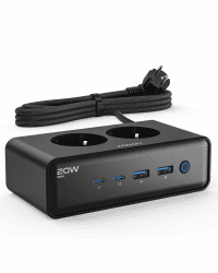 VOOMY Mehrfachsteckdose mit USB (20W) - Steckdosenwürfel 4000W - Steckdosenleiste Überspannungsschutz