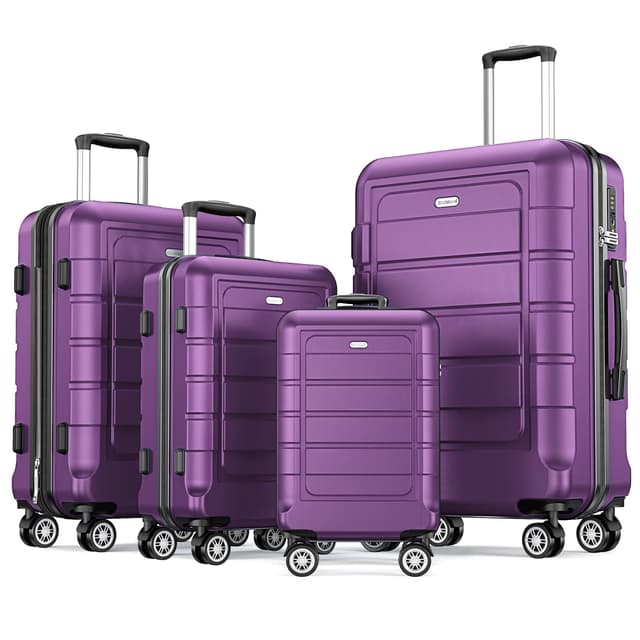 🌟 SHOWKOO Kofferset 4 Teilig Familienset Hartschale Leicht ABS+PC Erweiterbar Reisekoffer 🧳✈️