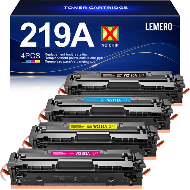 Lemero 219A 219X Toner Kompatibel für HP Color Laserjet Pro MFP 3302FDWG 3302SDWG 3302FDW 3302SDW 3302FDN 3302FDNG 3202DN 3202DW für HP 219 219A W2190A 🖨️🌈 (4er Pack)