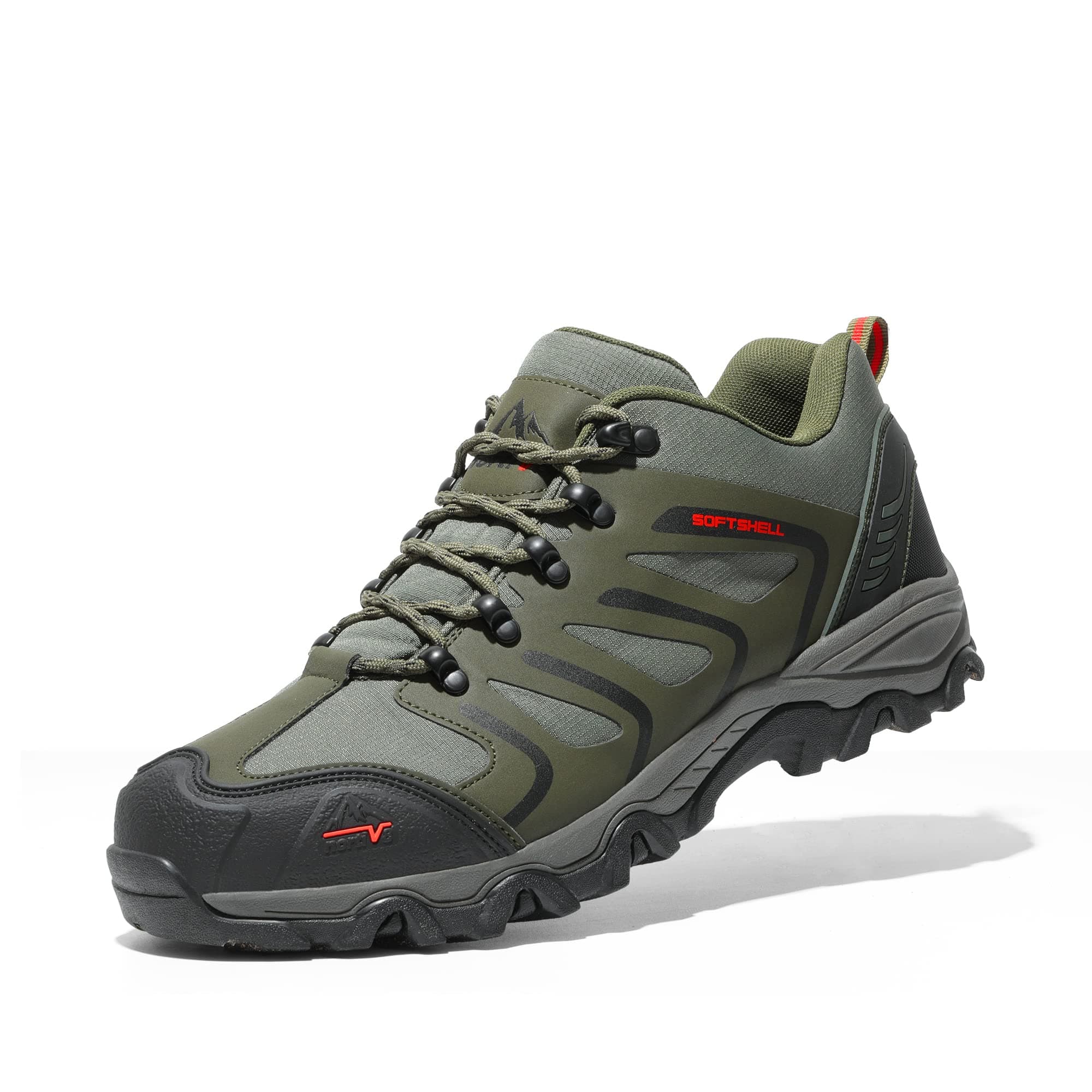 NORTIV 8 Herren Wanderschuhe 🥾🏞️ Wasserdicht Trekking Schuhe 40 EU Armee Grün Schwarz Orange