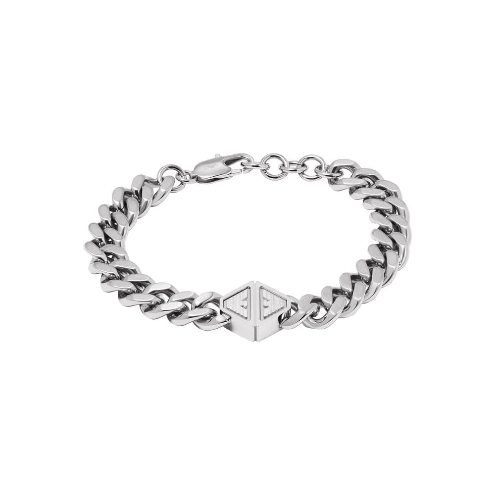 EMPORIO ARMANI Herrenarmband aus Edelstahl oder Perlen mit Karabinerverschluss Aschesilber ⌚🔥