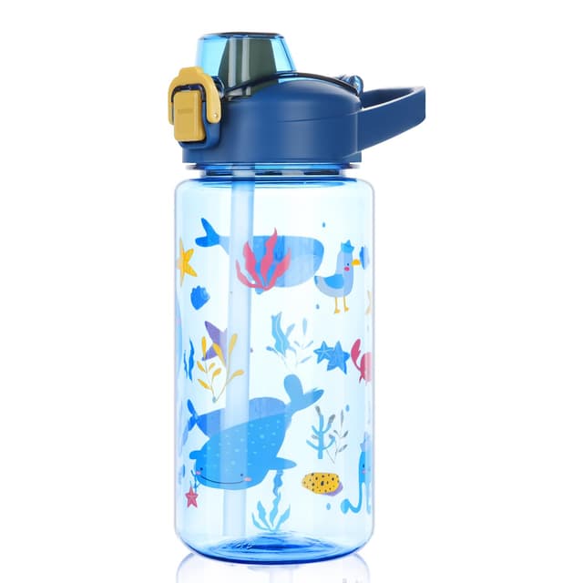 🌈 Flintronic 600ml Trinkflasche Kinder 🌟 Kindertrinkflasche mit Strohhalm