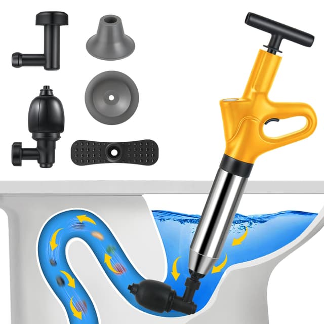🌪️💧 Rohrreiniger Druckluft mit Luftdruckanzeige - Abflussreiniger Pumpe