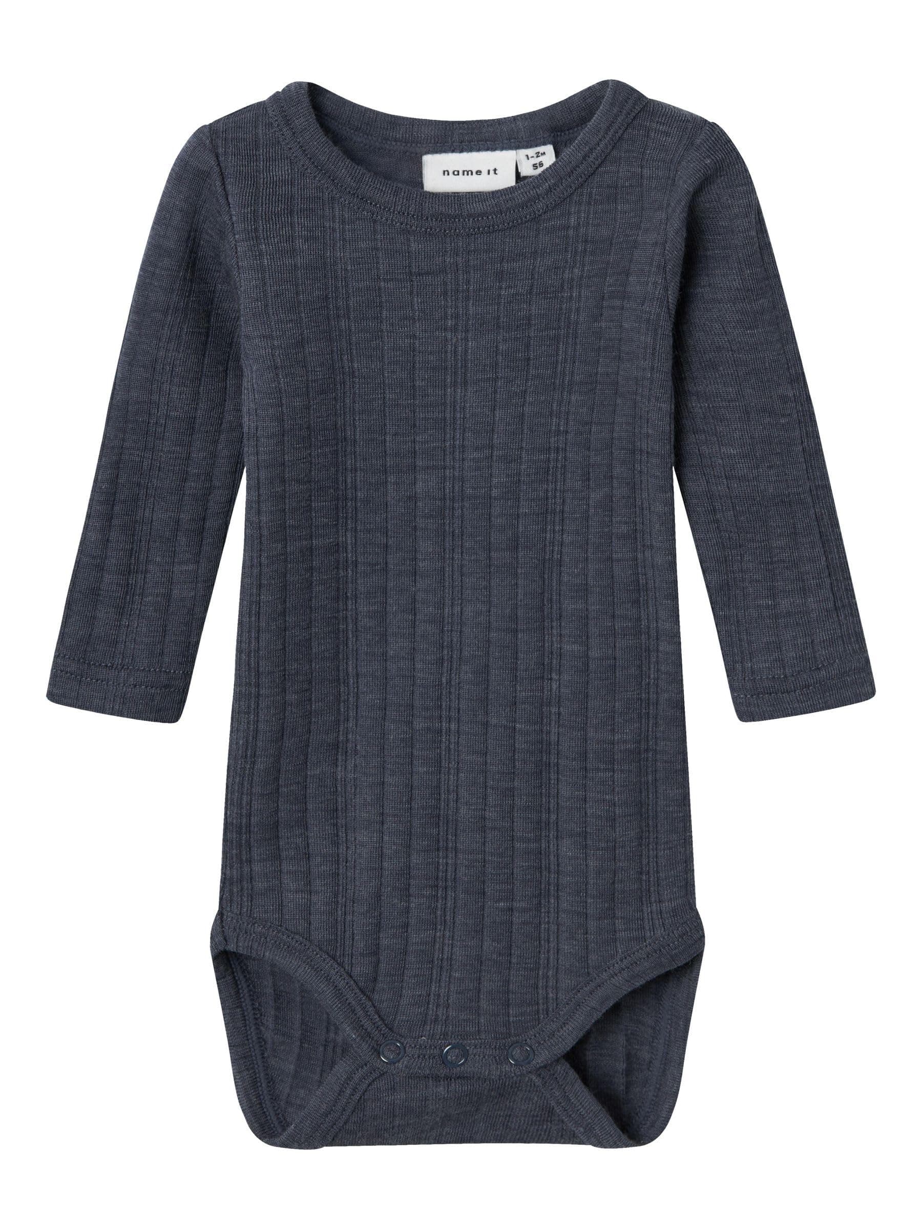 👶 NAME IT Jungen Strampler aus Merinowolle in Blau