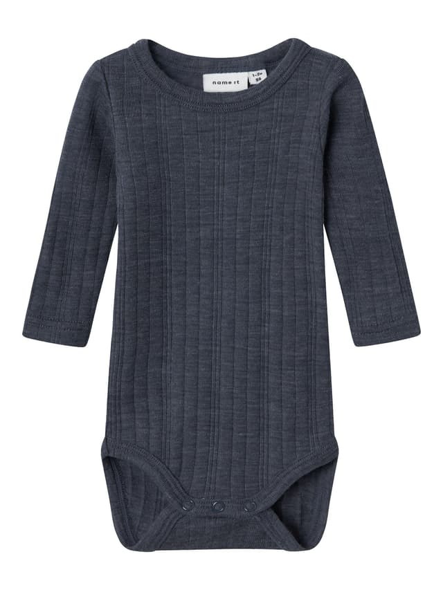 👶 NAME IT Jungen Strampler aus Merinowolle in Blau