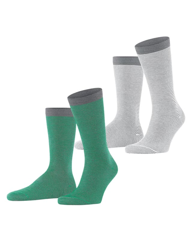 🧦 ESPRIT Herren Allover Stripe 2-Pack Socken | Bio-Baumwolle | Hautfreundlich | Strapazierfähig | Gestreift | 2 Paar 39-42 Mehrfarbig White Green 0020