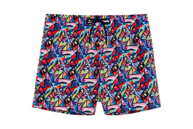 HOM Herren Badeshorts mit Mehrfarbigem Druck und Kordelzug | Idylle Kollektion