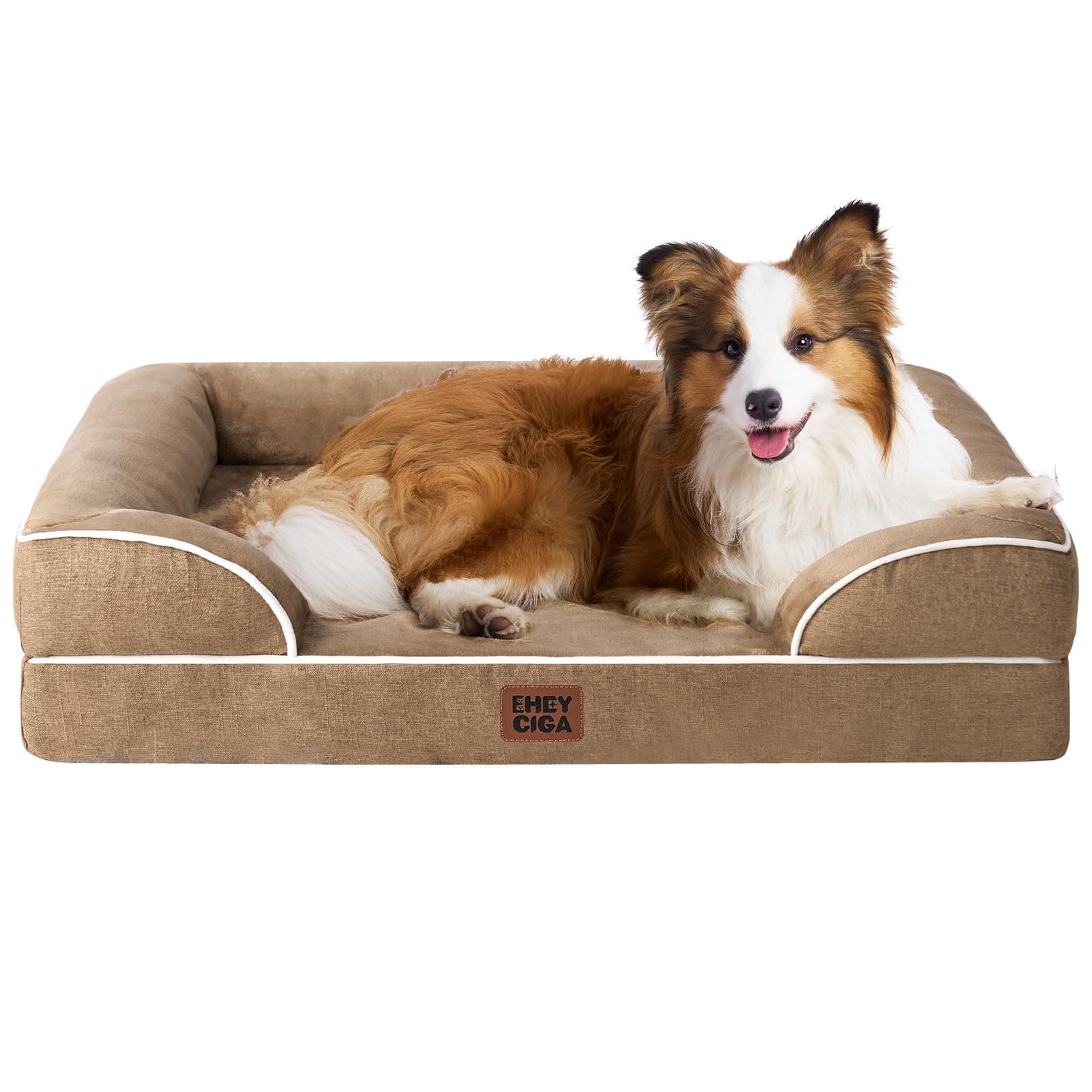 🐶🛋️ EHEYCIGA Orthopädisches Hundebett für Große Hunde Kamel L 104 x B 69 x H 15 cm 🛋️🐶