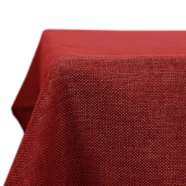 Deconovo Tischwäsche Tischdecke Wasserabweisend Lotuseffekt Leinenoptik, 220x130 cm, Rot