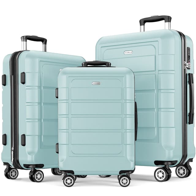 🧳🌟 SHOWKOO Kofferset 3tlg Hartschale Leicht ABS+PC Mintgrün