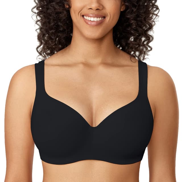 🌟 Mega Deal! DELIMIRA Damen T-Shirt BH mit Bügel Nahtloser Große Größen 80F Schwarz 🛍️