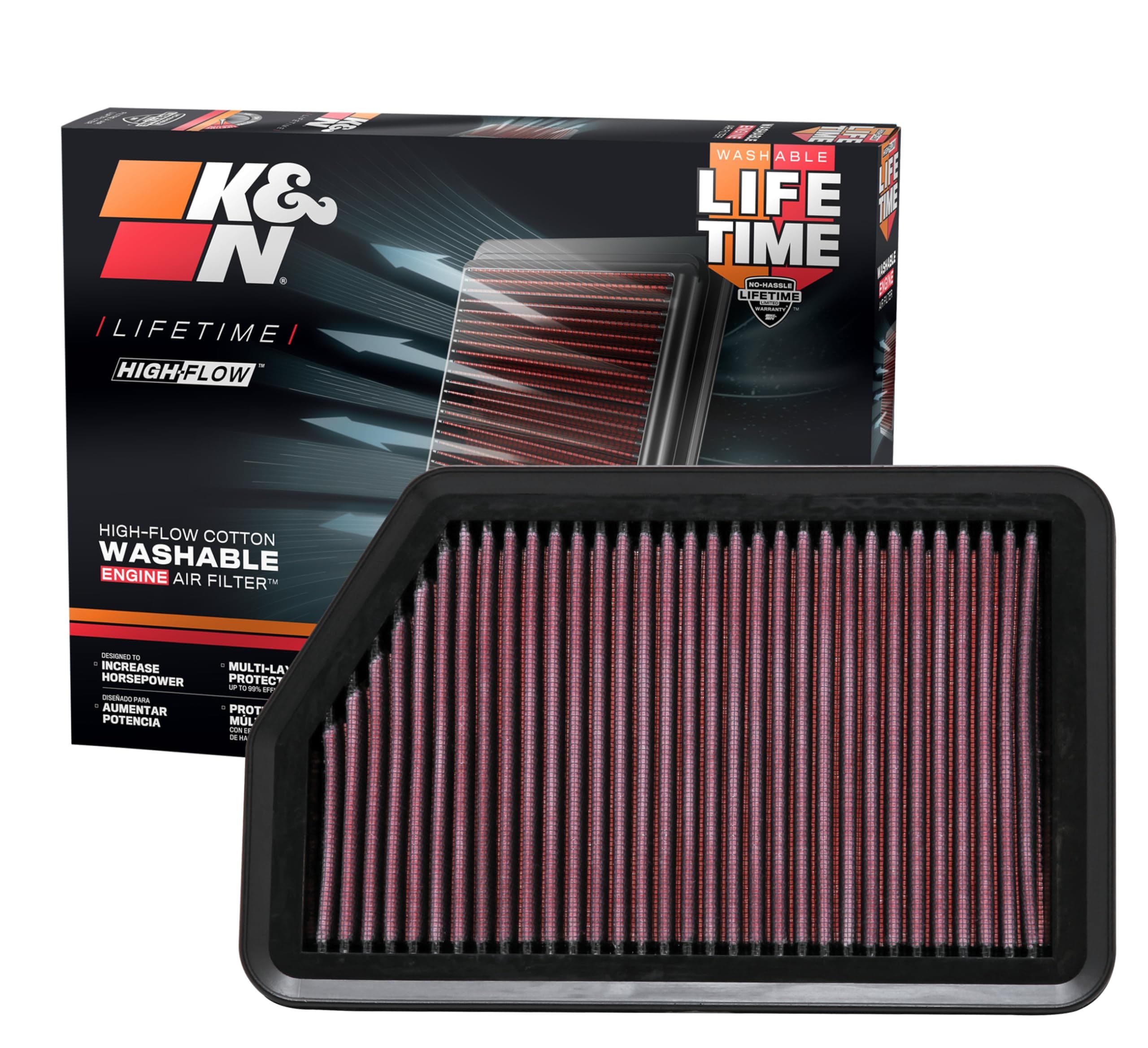 K&N 33-2451 Motorluftfilter: Hochleistung, Prämie, Abwaschbar, Ersatzfilter