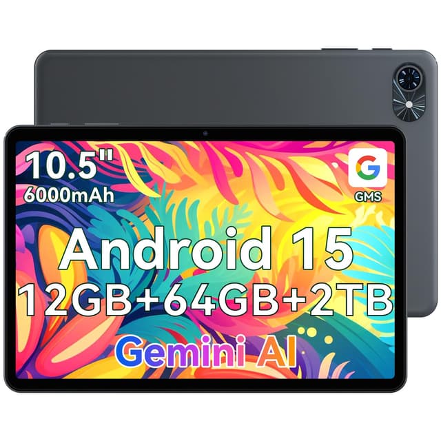 TABWEE 2025 Neuestes Tablet 10 Zoll Android 15 Quad-Core | 14GB RAM+64GB ROM | 6000mAh | 5G WiFi | Bluetooth5.0 | Typ-C Grau