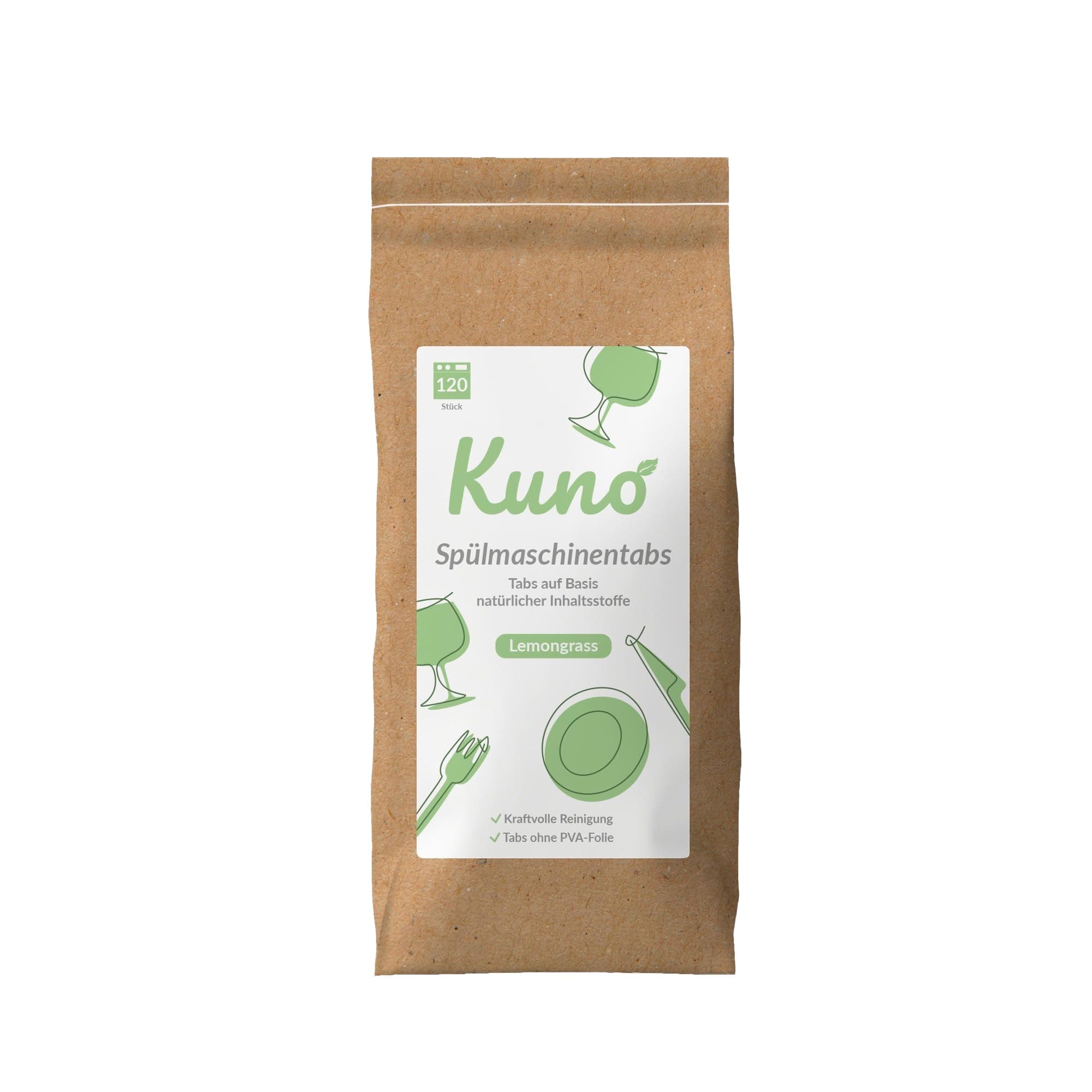 🌿🍋 Kuno Spülmaschinentabs - 120 Tabs - Biologisch abbaubar und ohne Plastik 🌿🍋