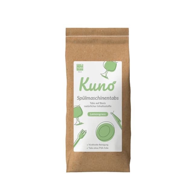 🌿🍋 Kuno Spülmaschinentabs - 120 Tabs - Biologisch abbaubar und ohne Plastik 🌿🍋