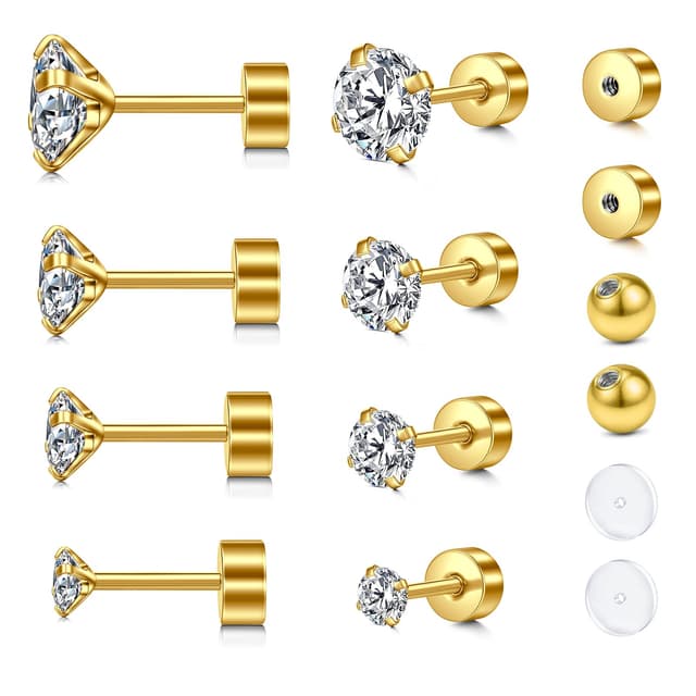 🌟 Longita 12g 16g 20g Labret Schmuck Stud Tragus Piercing 6mm Knorpel Forward Helix Piercings Chirurgenstahl Conch Piercing Studs Cz Lippenpiercing Labret Stecker Ohrpiercing Medusa Schmuck A2-20g-gold 🌟