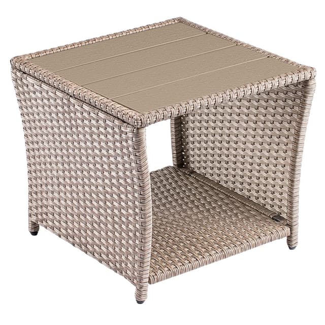 Casaria® Polyrattan Beistelltisch mit WPC Tischplatte 🌿🏡
