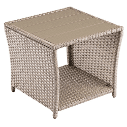 Casaria® Polyrattan Beistelltisch mit WPC Tischplatte 🌿🏡