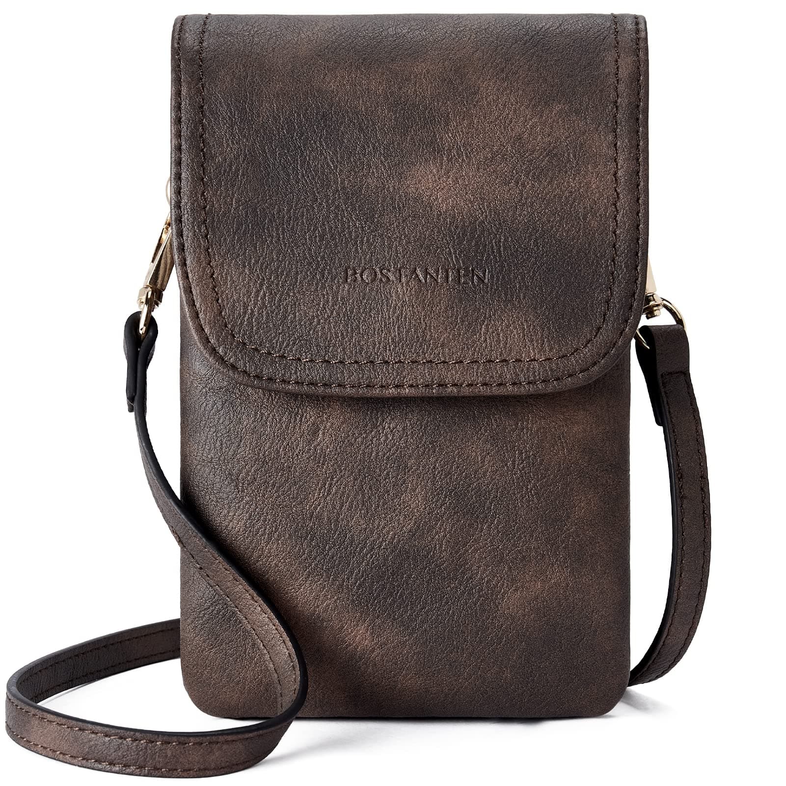BOSTANTEN Klein Handytasche zum Umhängen, PU Leder Handy Umhängetasche Damen 📱👜