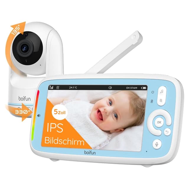 BOIFUN Babyphone mit Kamera, 5" 720P IPS Video Babyfon ohne WLAN 🌙👶📹