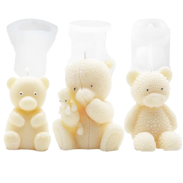 🐻 YRIHJIXQ 3Stück Bär Silikonform Kerzen Kerzenformen zum Gießen Epoxidharz Kerzen Formen Silikon 🕯️