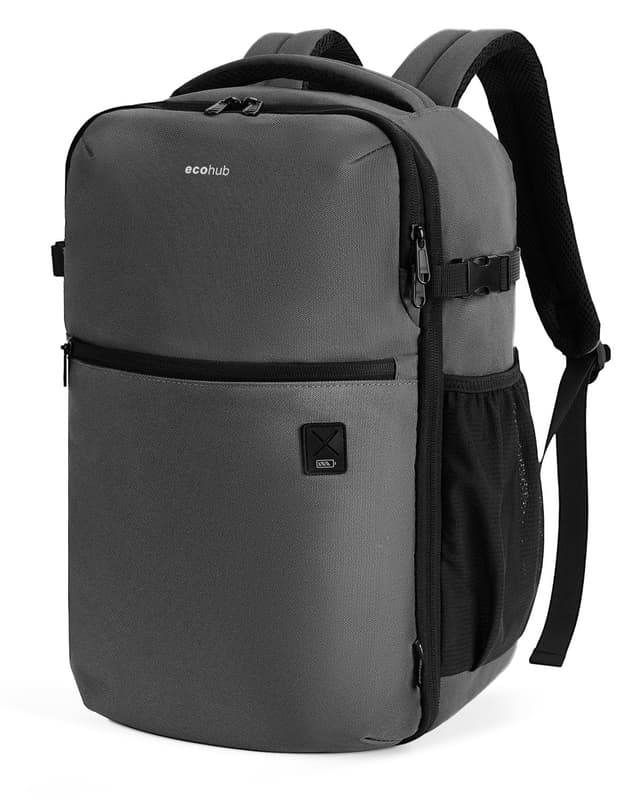 ECOHUB für Ryanair Handgepäck Rucksack 40x20x25, 20L Reiserucksack Handgepäck Flugzeug Unter Sitzplatz, Recycelten Travel Backpack mit 14 Zoll Computerfach, Rucksack für Herren Damen(Grau)