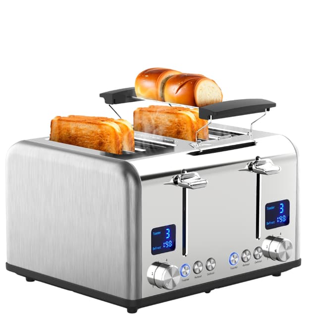 🍞 Steinborg Langschlitz Toaster | Digitales Display | 4 Scheiben Toastautomat | XXL Toaster