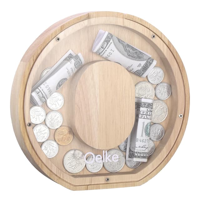 Kinsinder Spardose aus Holz 🐷✨ Sparbox mit Buchstaben und Alphabet Aufklebern