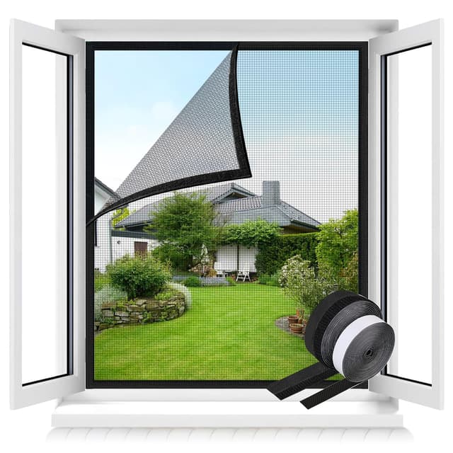 MLEJU Fliegengitter Fenster mit Innovativer Klettband, 130x150cm Fiberglas Insektenschutzfenster