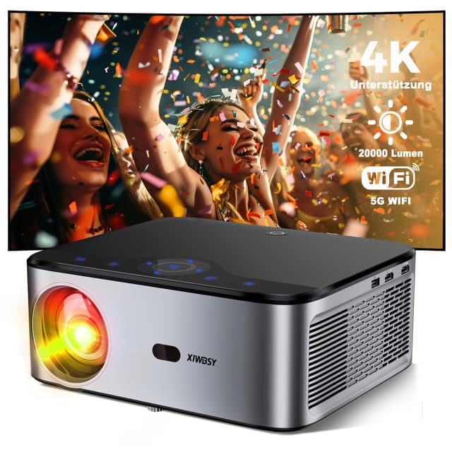 XIWBSY Beamer 4K, 20000 Lumen LED Android Projektor