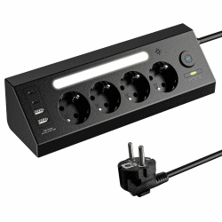 🔌 Ecke Steckdosenleiste 4-Fach Mehrfachsteckdose mit USB und 2 Type-C 🔌